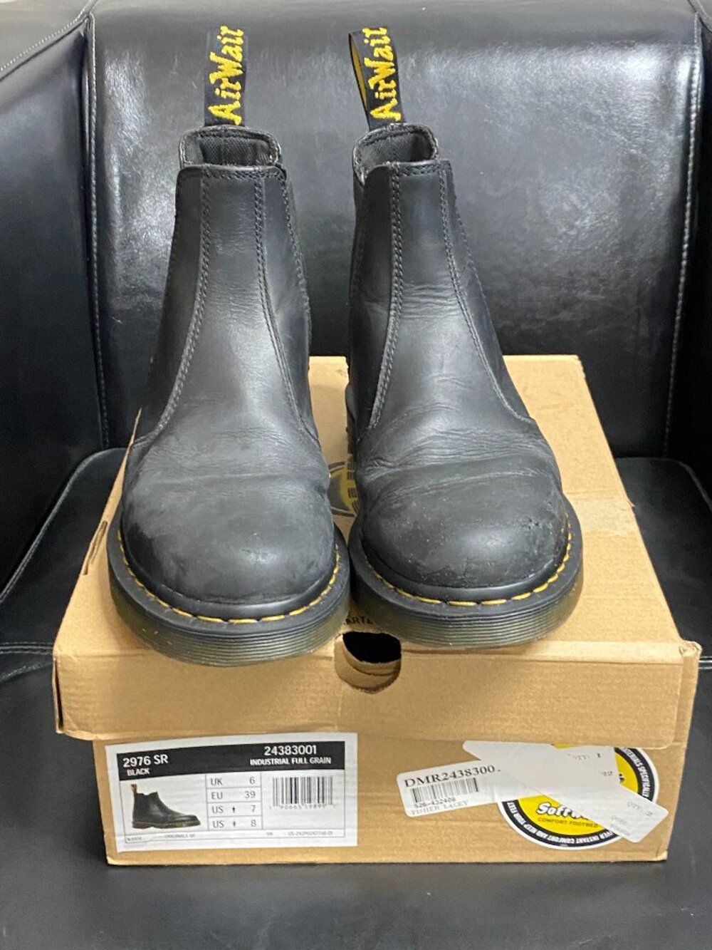 Dr. Martens 2976 SR Slip Resistant Leather Chelsea Boots Black W8 / M7